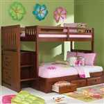 Merlot Staircase Twin over Full Bunk Bed with 3 Storage Drawers